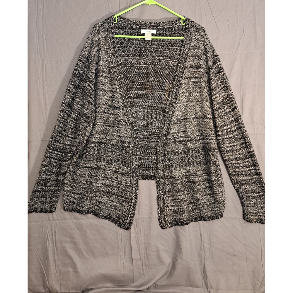 Cj Banks Open Front Cardigan Sweater Women's Size 2X Black White